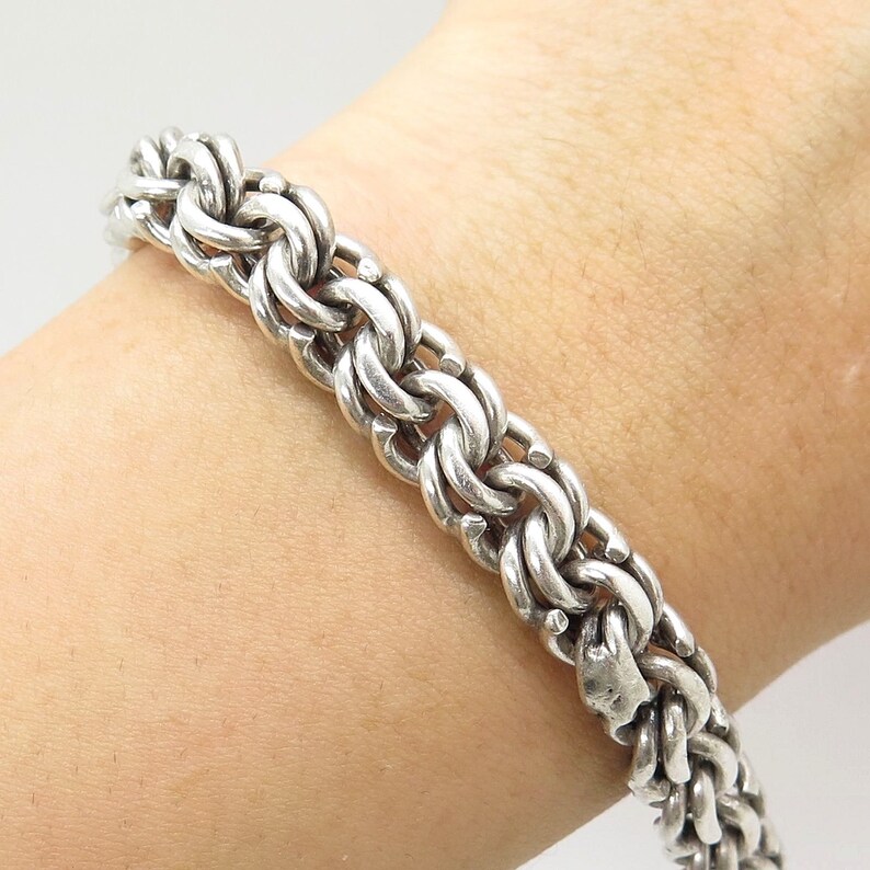 Vtg 925 Sterling Silver Double Link Bracelet 7.5 Etsy