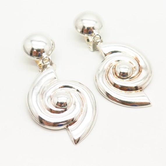 925 Sterling Sterling Vintage Spiral Design Dangl… - image 3