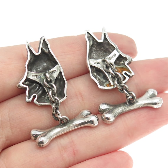 925 Sterling Silver Vintage K9 German Shepherd Dog Oxidized