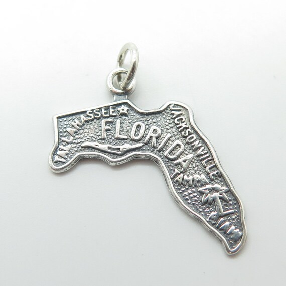 925 Sterling Silver Vintage Florida State Map Cha… - image 4