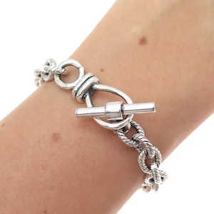 925 Sterling Silver Vintage Oxidized Cable Link Bracelet 6.25&quot;