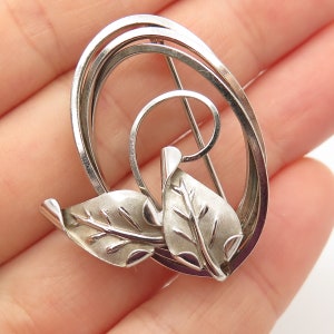 925 Sterling Silver Vintage Curtis Curtman Leaf Design Pin Brooch