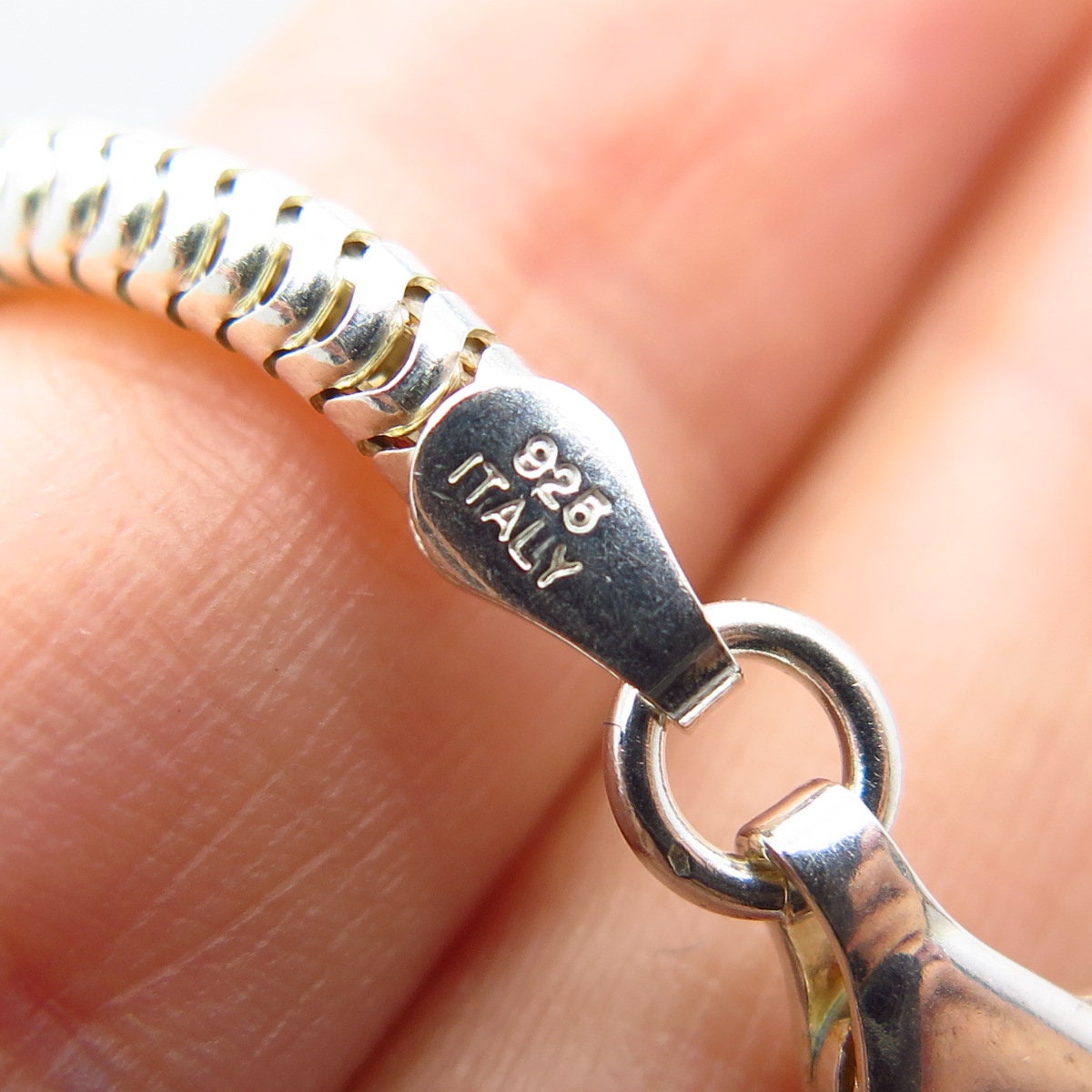 925 Sterling Silver Vintage Italy RCI Snake Link Bracelet 7.25