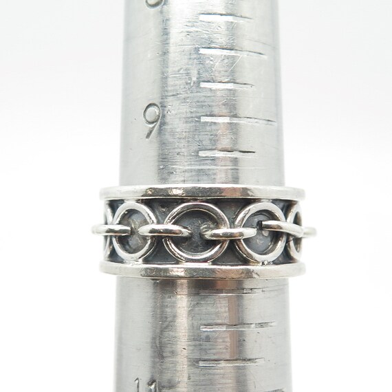 925 Sterling Silver Vintage TR-133 Mexico Chain Link Band Ring 