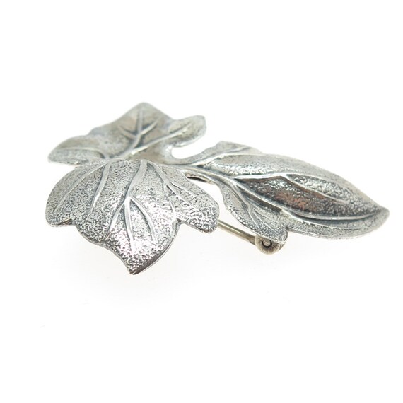 BEAU 925 Sterling Silver Vintage Leaf Pin Brooch - image 5