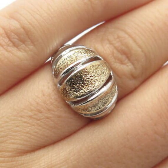 925 Sterling Silver 2 tone Vintage UTC Domed Ring Size 6 Etsy