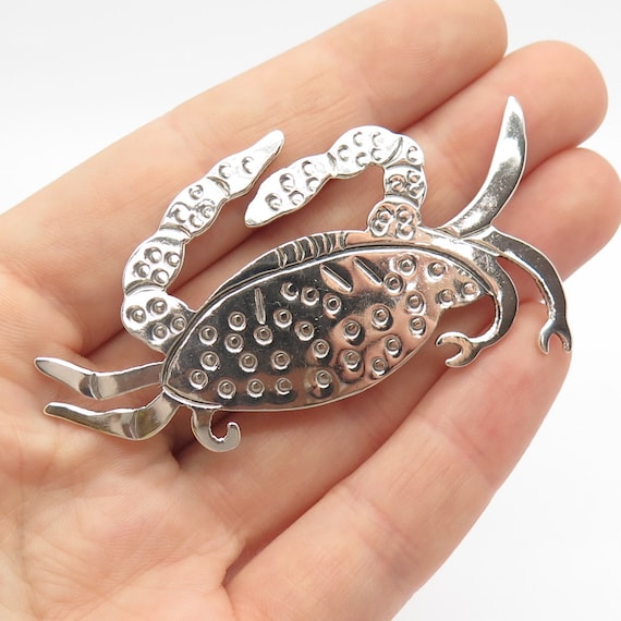 925 Sterling Silver Vintage Mexico Crab Pin Brooch - image 1