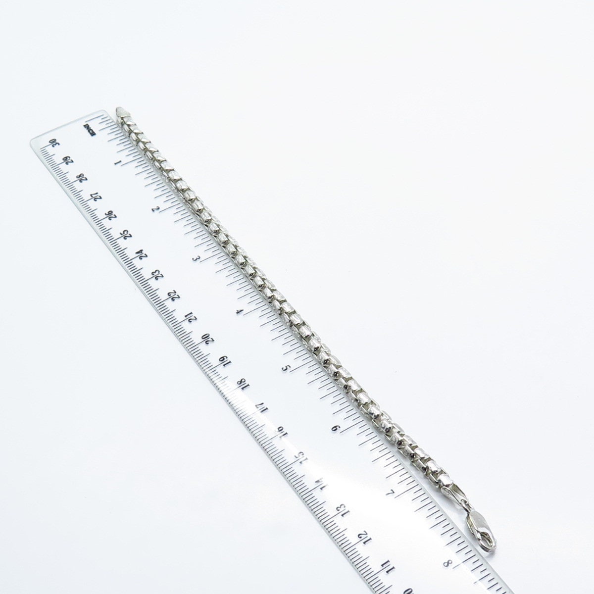 925 Sterling Silver Vintage Italy Box Link Bracelet 7.75