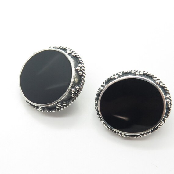 925 Sterling Silver Vintage WOODS Real Black Onyx… - image 5