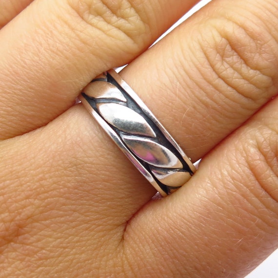 925 Sterling Silver Vintage Braided Band Ring Siz… - image 1