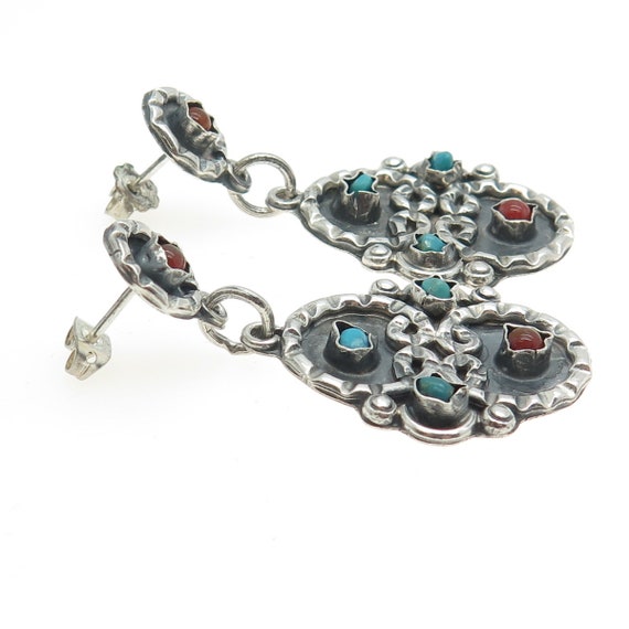 925 Sterling Silver Vintage Mexico Real Turquoise… - image 5