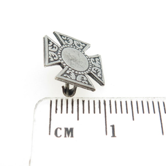 925 Sterling Silver Antique Art Deco Cross Pin Br… - image 3