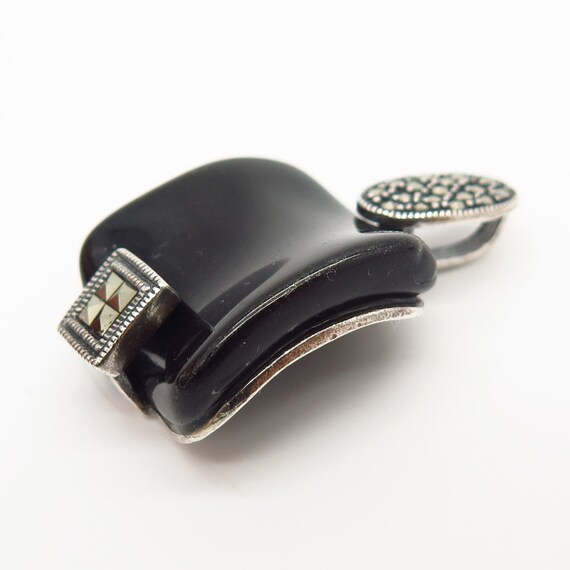 925 Sterling Silver Real Marcasite and Black Onyx… - image 3