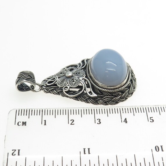 925 Sterling Silver Vintage Nepal Real Blue Chalc… - image 3