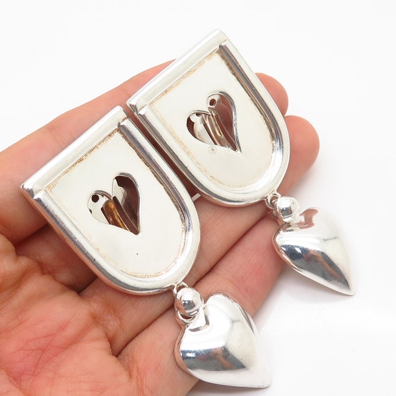 925 Sterling Silver Vintage Mexico Dangling Heart