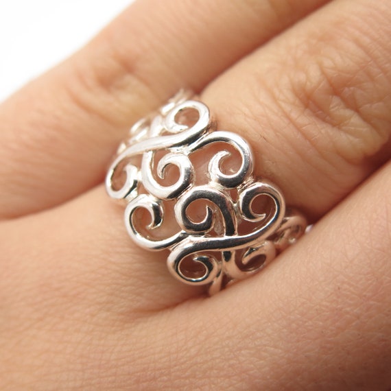 925 Sterling Silver Vintage Ross Simons Swirl Ring Size 5 Etsy