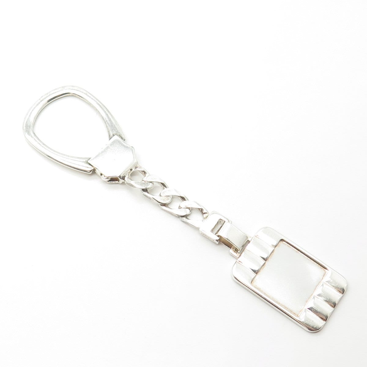 925 Sterling Silver Vintage Italy Rectangular Tag Fob Key Chain