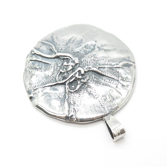 Vintage Silver-tone Modernist Pendant Necklase