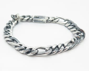 925 Sterling Silver Vintage Mexico Figaro Link Bracelet 7.25 - Etsy 925 Sterling Silver Vintage Mexico Figaro Link Bracelet 7.25 - Etsy