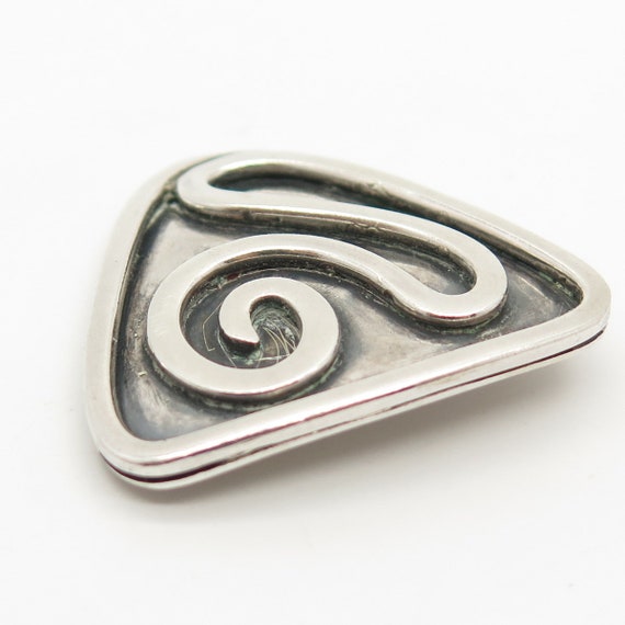 925 Sterling Silver Vintage Swirl Triangle Pin Br… - image 4