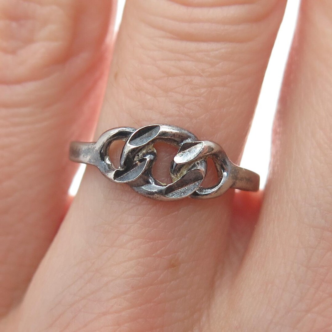 LISA LEE CREATIONS 925 Sterling Vintage Interlocked Circle Oxidized ...