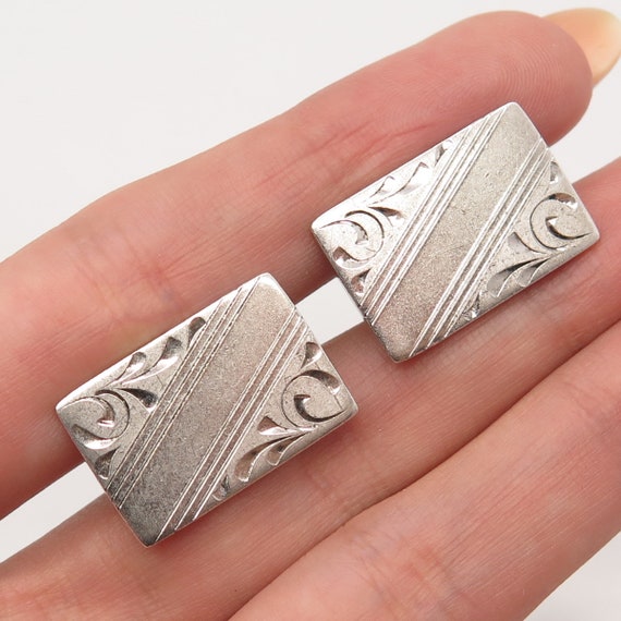 925 Sterling Silver Vintage Simmons Etched Cufflin