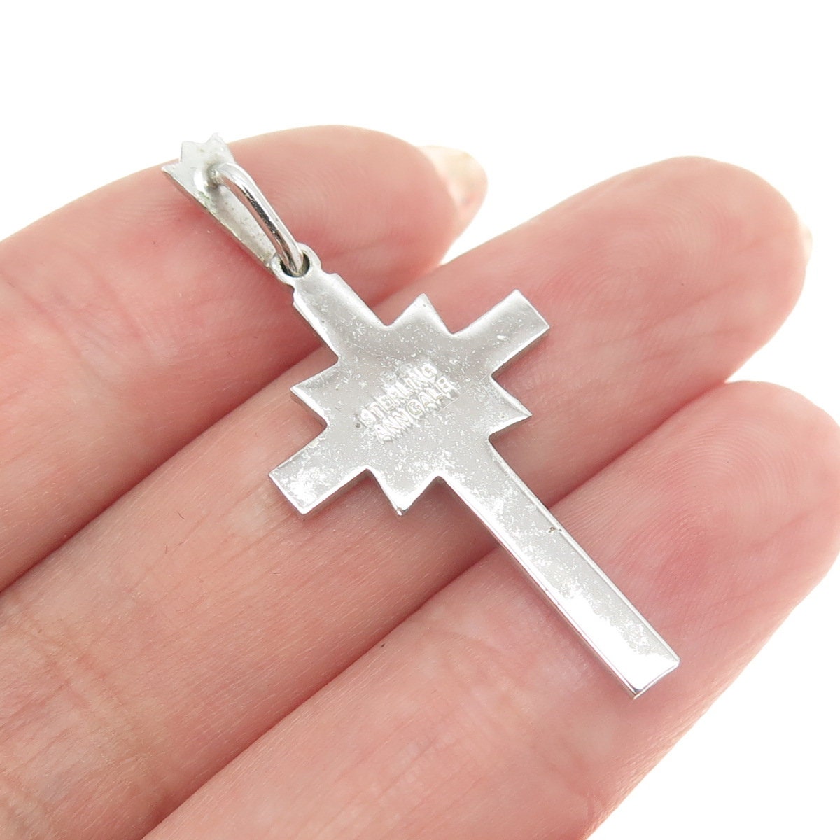 Croce gotica in argento Sterling 925 con zirconi CAR043 Croce gotica in argento Sterling 925 con zirconi CAR043