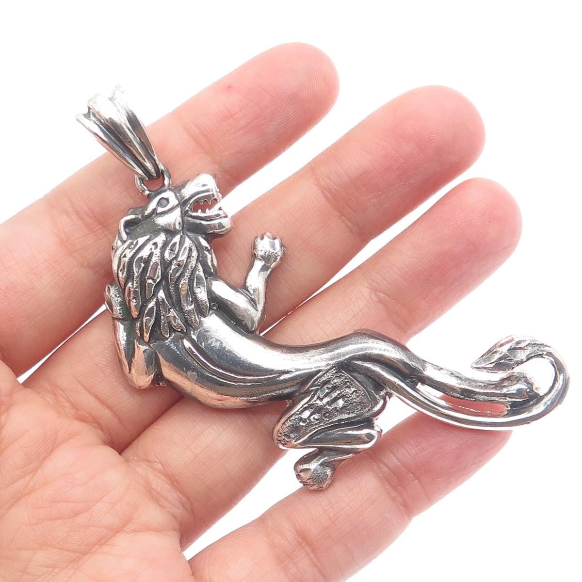 銀製古貨 日輪 獅子デザイン FRENCH & FRANKLIN 925 Sterling Silver Vintage Lion Oxidized