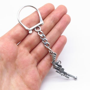 925 Sterling Silver Vintage Revolver Cuban Chain Key Ring