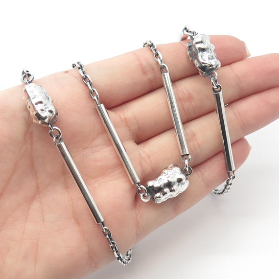 925 Sterling Silver Vintage Bar Rolo Chain Neckla… - image 2