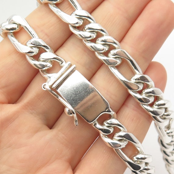 925 Sterling Silver Vintage Mexico Thick Heavy Figaro Chain - Etsy