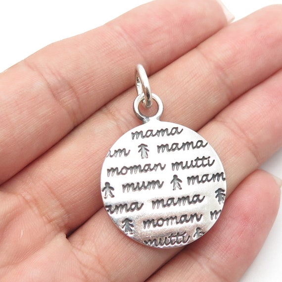 925 Sterling Silver Vintage "mama mama mama" Roun… - image 1
