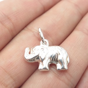 925 Sterling Silver Old Stock Italy Elephant 3D Charm Pendant