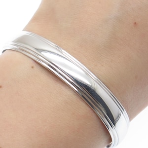 925 Sterling Silver Vintage Modernist Adjustable Cuff Bracelet 7&quot;