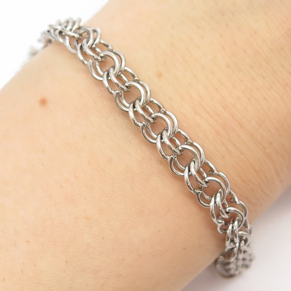 925 Sterling Silver Vintage Double Rolo Link Bracelet 7 1/4 925 Sterling Silver Vintage Double Rolo Link Bracelet 7 1/4
