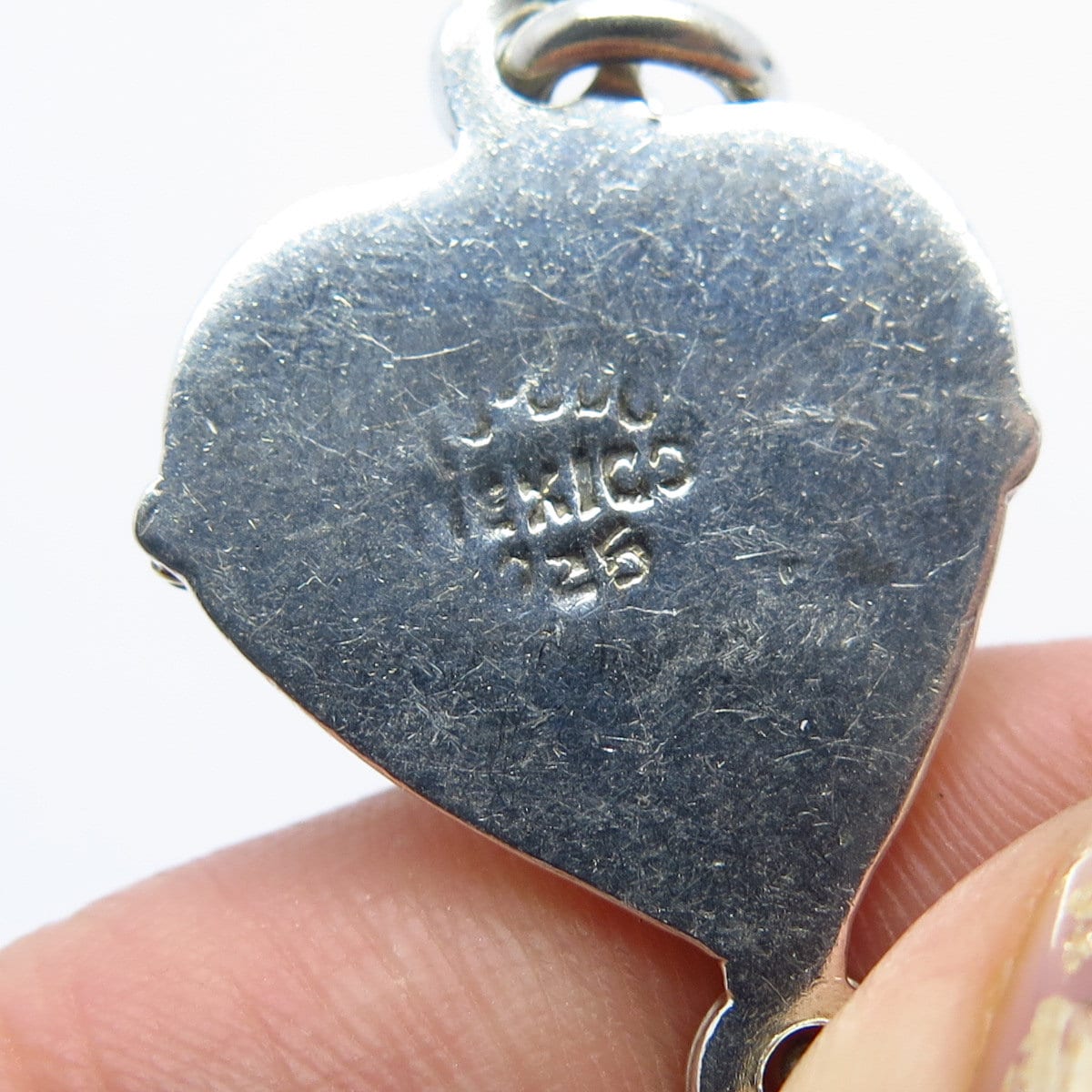 925 Sterling Silver 2-tone Vintage Mexico Heart Link