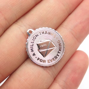 925 Sterling Silver Vintage &quot;A Million Thanks For Everything&quot; Charm Pendant