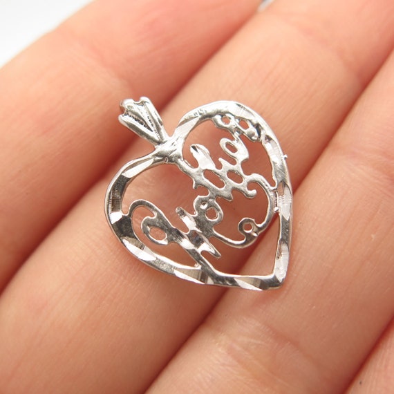 925 Sterling Silver Vintage Ornate Heart Slide Pe… - image 1