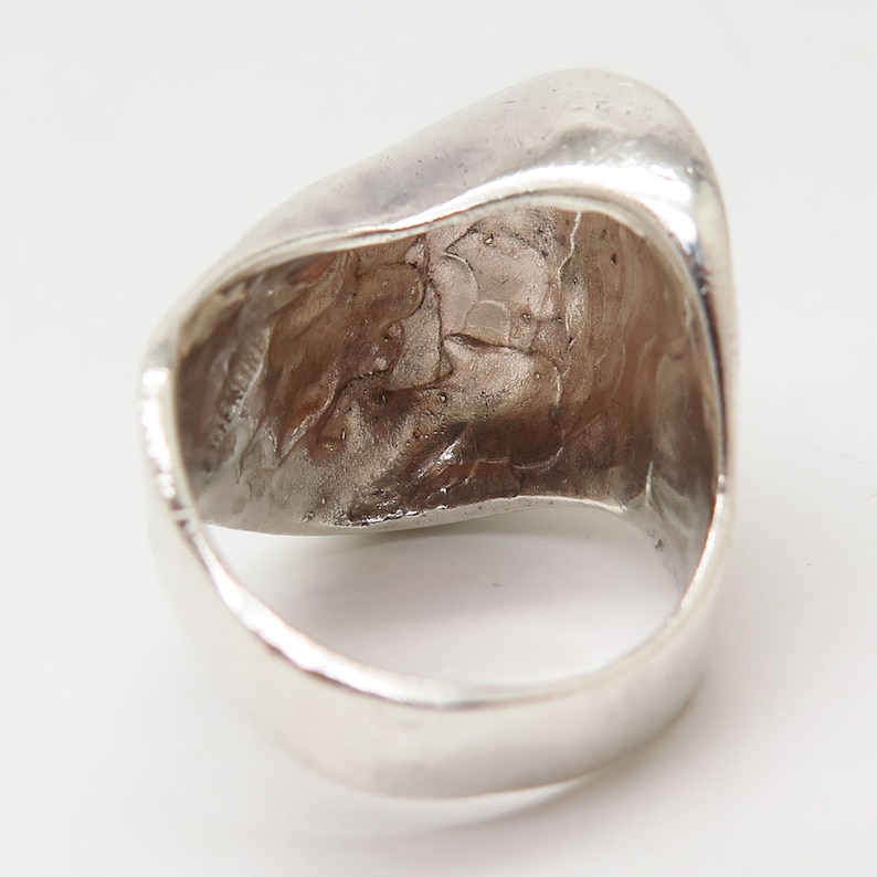 925 Sterling Silver Vintage Ribbed Wavy Design Chunky Ring Size 9