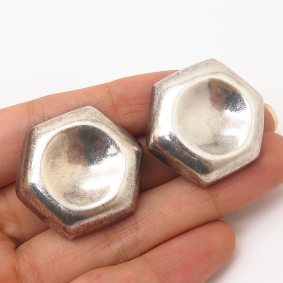 Vintage Mexico 925 Sterling Silver Modernist Hexag