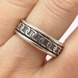925 Sterling Silver Vintage Ornate Band Rotating Ring Size 10.5