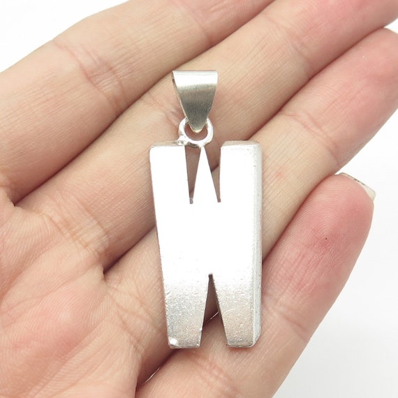 925 Sterling Silver Vintage Letter "W" Initial Pe… - image 1