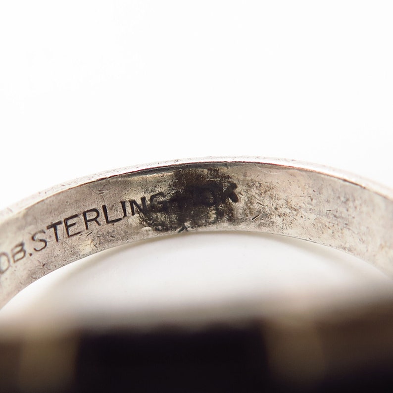 925 Sterling Silver 10K Antique Art Deco Ostby and Barton Mens Ring Size 10