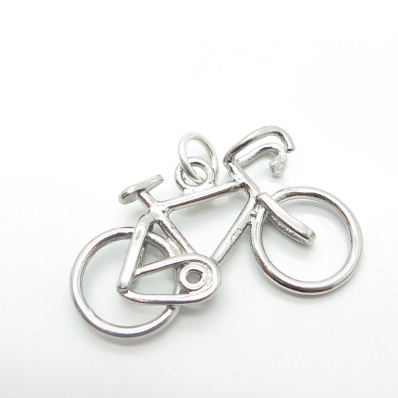 925 Sterling Silver Vintage Bicycle Charm Pendant - image 4