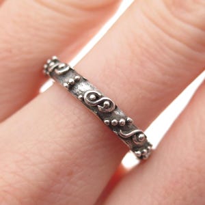 925 Sterling Silver Vintage Granulated Oxidized Band Ring Size 7