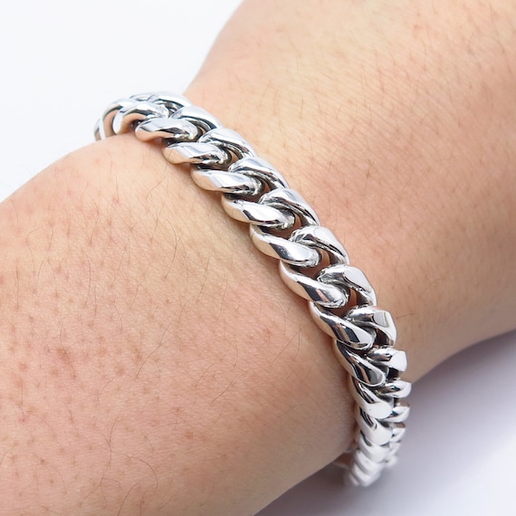925 Sterling Silver Vintage Mexico Cuban Link Bracelet 6.75