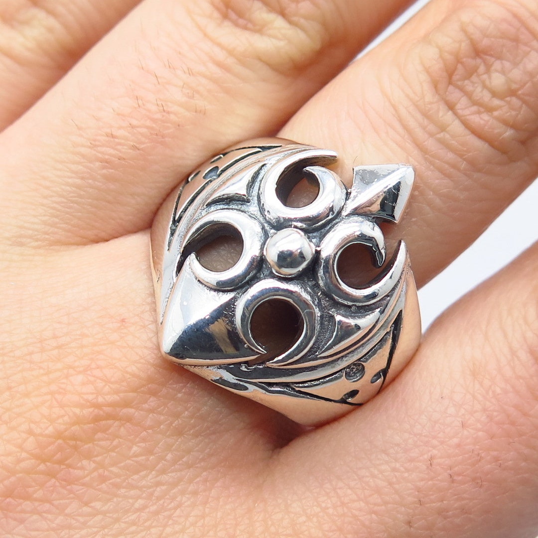 925 Sterling Silver Vintage Modernist Ring Size 10.5 - Etsy 925 Sterling Silver Vintage Modernist Ring Size 10.5 - Etsy