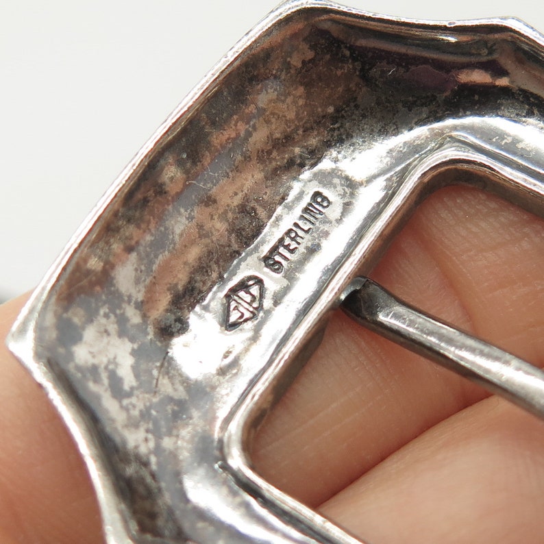 925 Sterling Silver Vintage Judith Jack Real Marcasite Gem Belt Buckle and Keeper