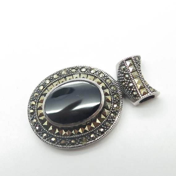 925 Sterling Silver Vintage Real Black Onyx and M… - image 5