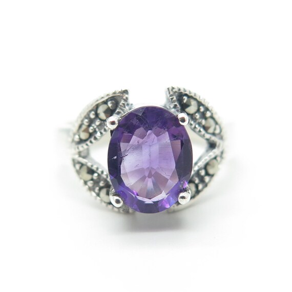 925 Sterling Silver Vintage Real Amethyst and Mar… - image 3